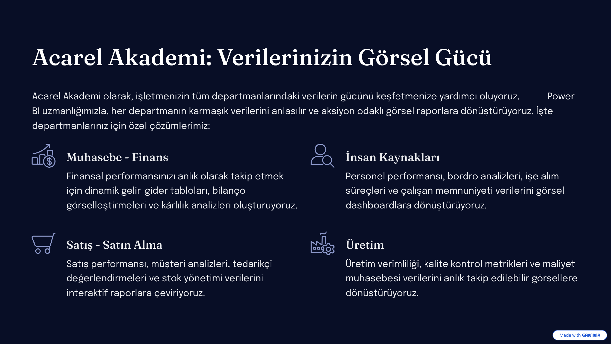 HİZMETLER 11 Acarel Akademi Verilerinizin Gorsel Gucu